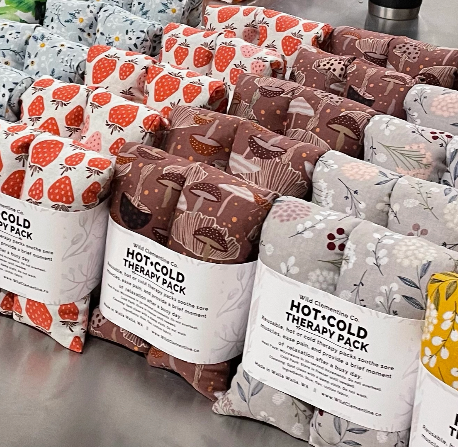 Heating Pad Neck Wrap, Hot + Cold Flaxseed Pack-Green Floral