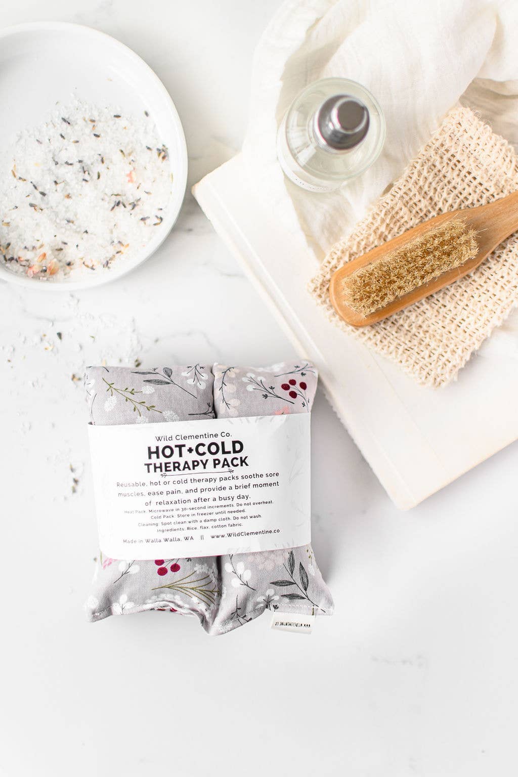 Heating Pad Neck Wrap, Hot + Cold Flaxseed - Grey Floral