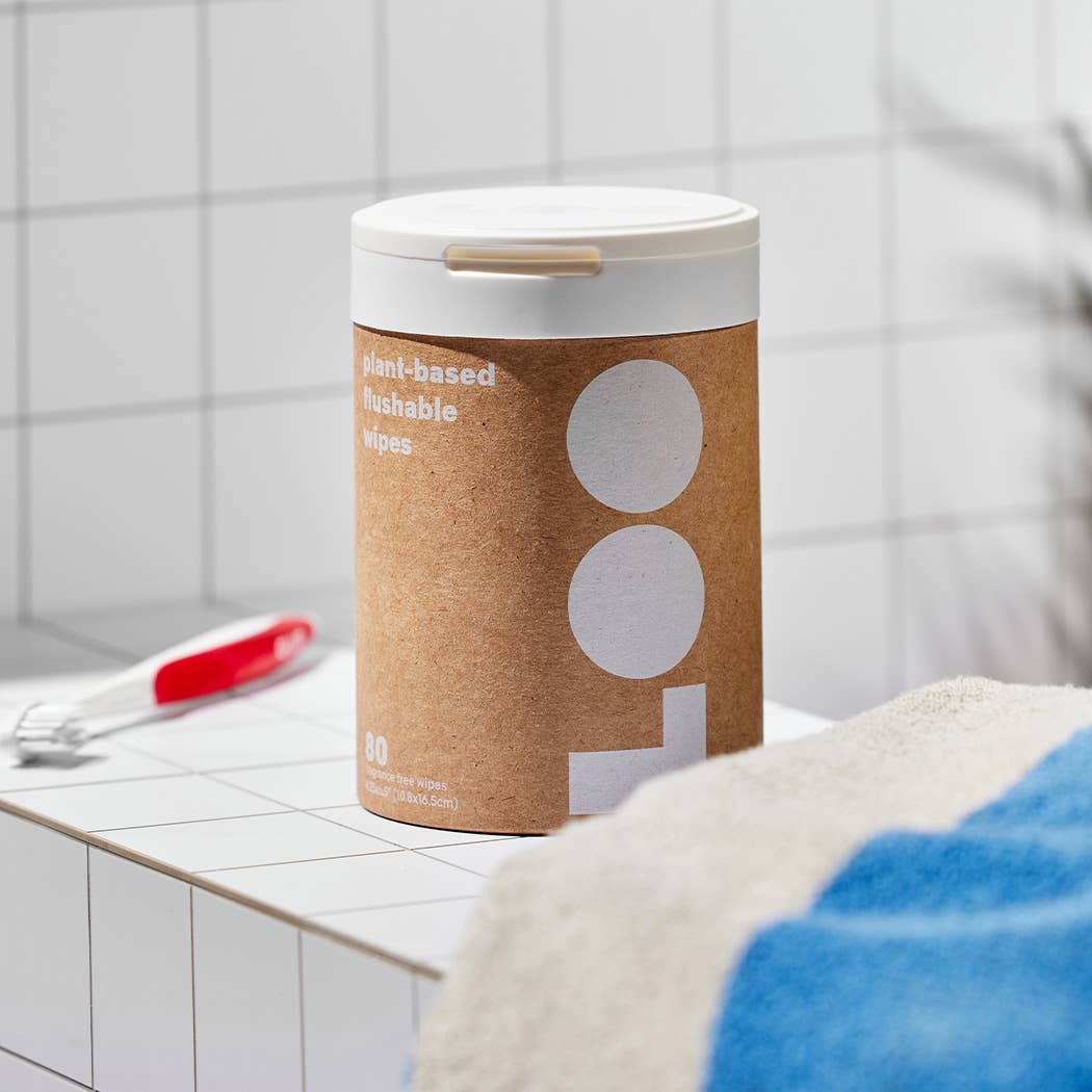 Unscented Flushable Wipes, 100% Plant-Based and pH Balanced