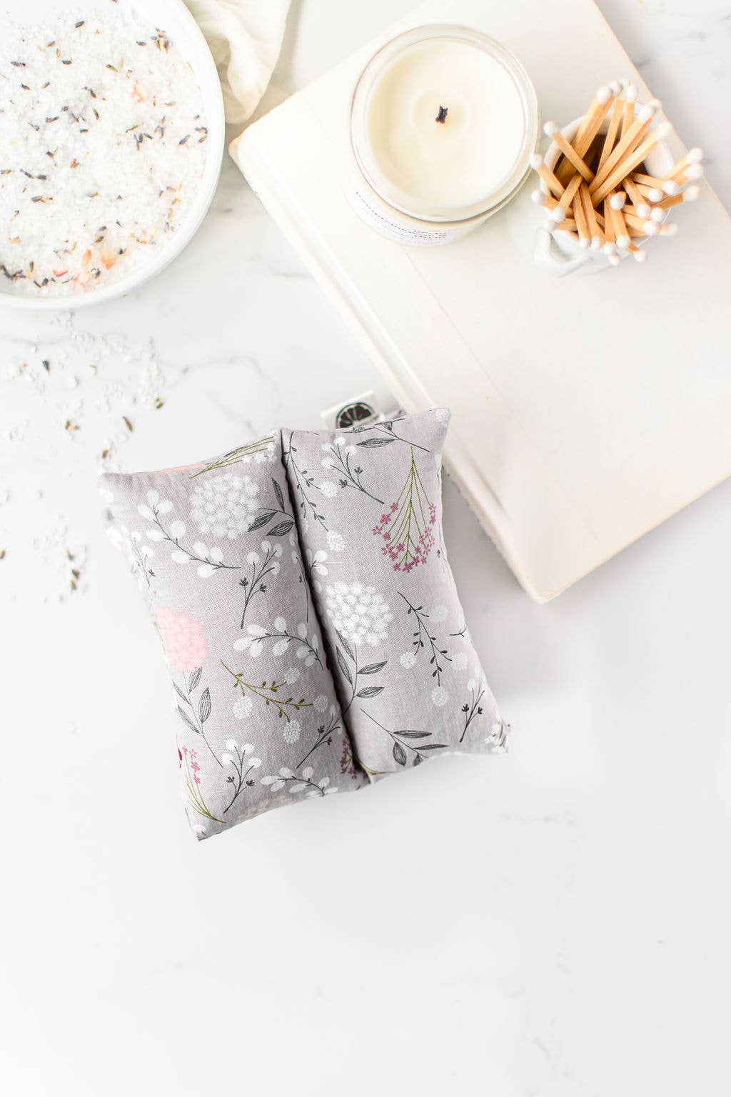 Heating Pad Neck Wrap, Hot + Cold Flaxseed - Grey Floral