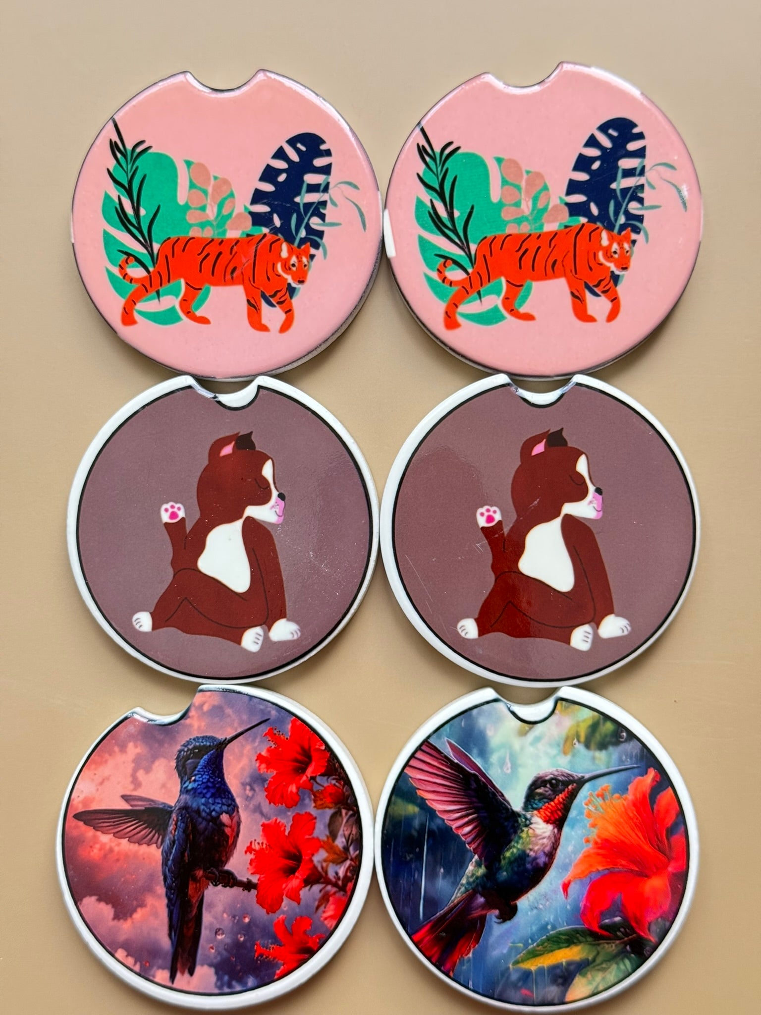 Customizable Ceramic Car Coaster Set – Functional Art for Your Car Cup Holder