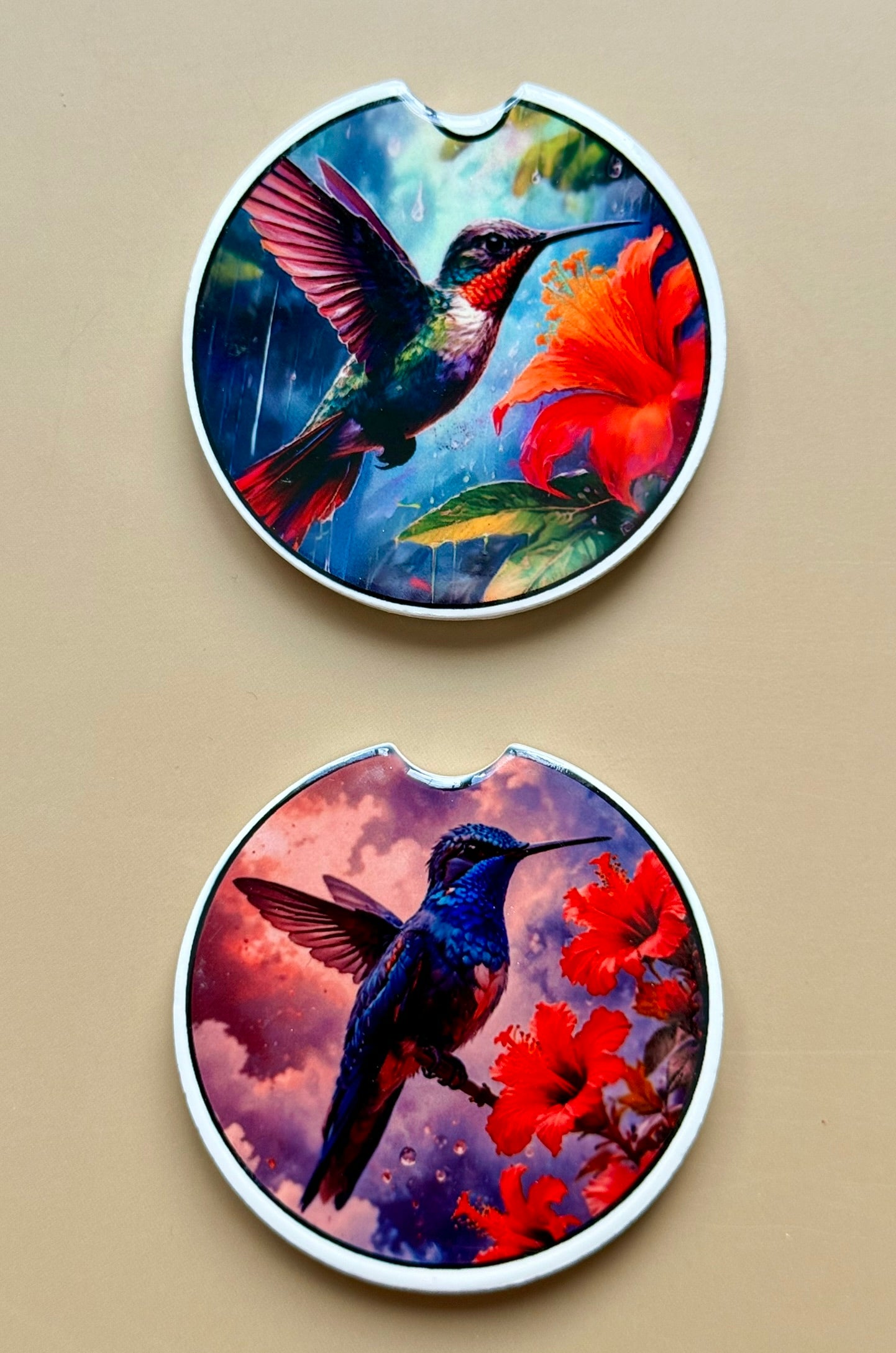 Customizable Ceramic Car Coaster Set – Functional Art for Your Car Cup Holder