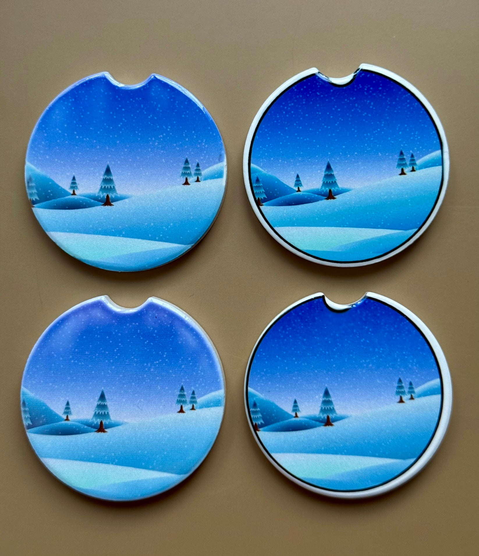 Customizable Ceramic Car Coaster Set – Functional Art for Your Car Cup Holder
