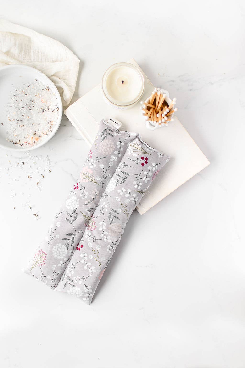 Heating Pad Neck Wrap, Hot + Cold Flaxseed - Grey Floral