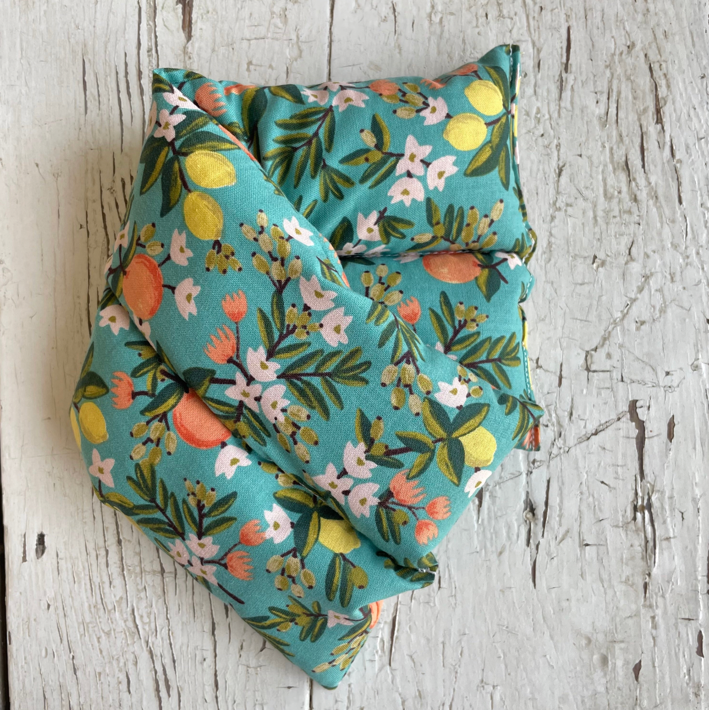 Heating Pad Neck Wrap, Hot + Cold Flaxseed Pack-Green Floral